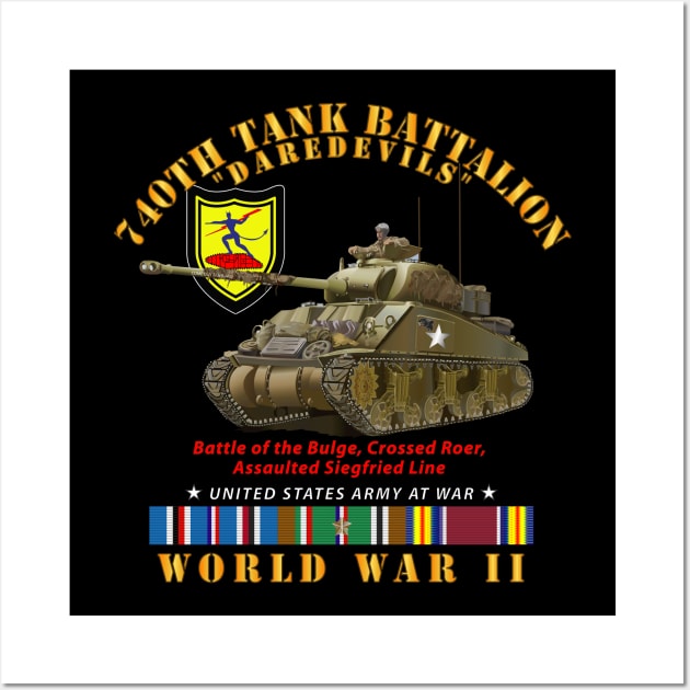 740th Tank Battalion - Daredevils w Tank WWII  EU SVC Wall Art by twix123844